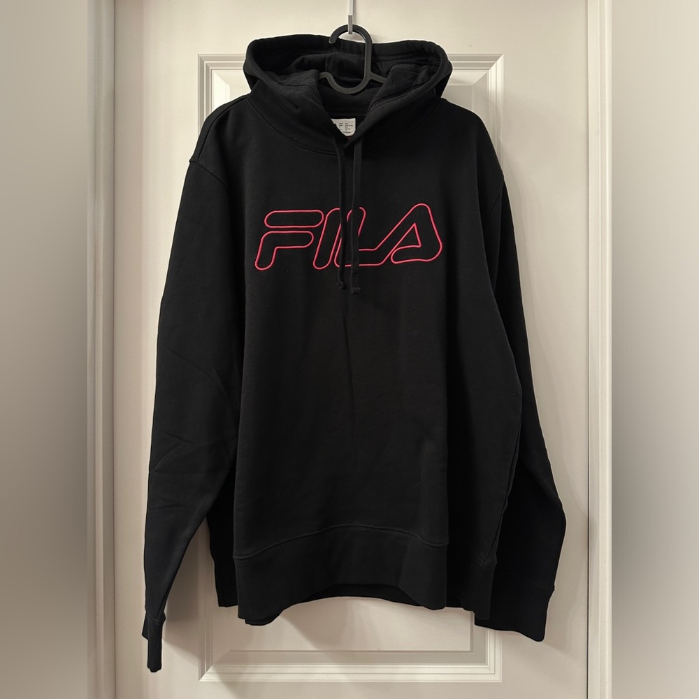 Fila Black Hoodie with Pink Logo
